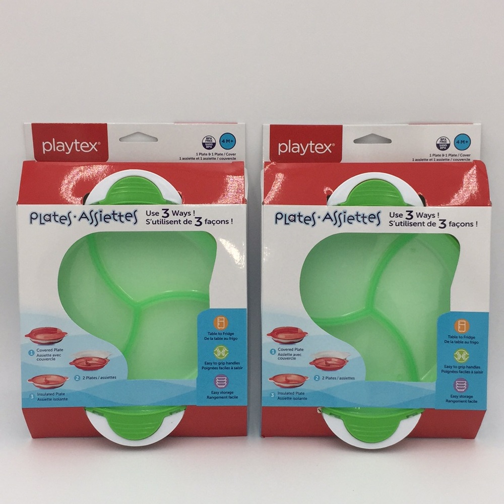 2 Sets Playtex Baby BPA-Free 3-In-1 Plate Toddlers